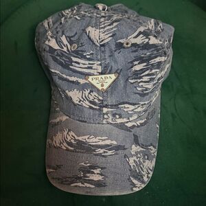 PRADA Denim Blue Camouflage Baseball Cap - BRAND NEW - Prada Logo Hat